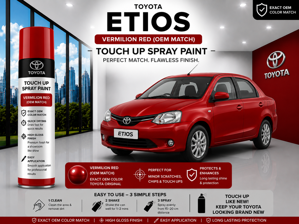 Toyota Etios Vermilion Red Touch Up Spray Paint – OEM Color Match | LIHA Aerosols 500ml