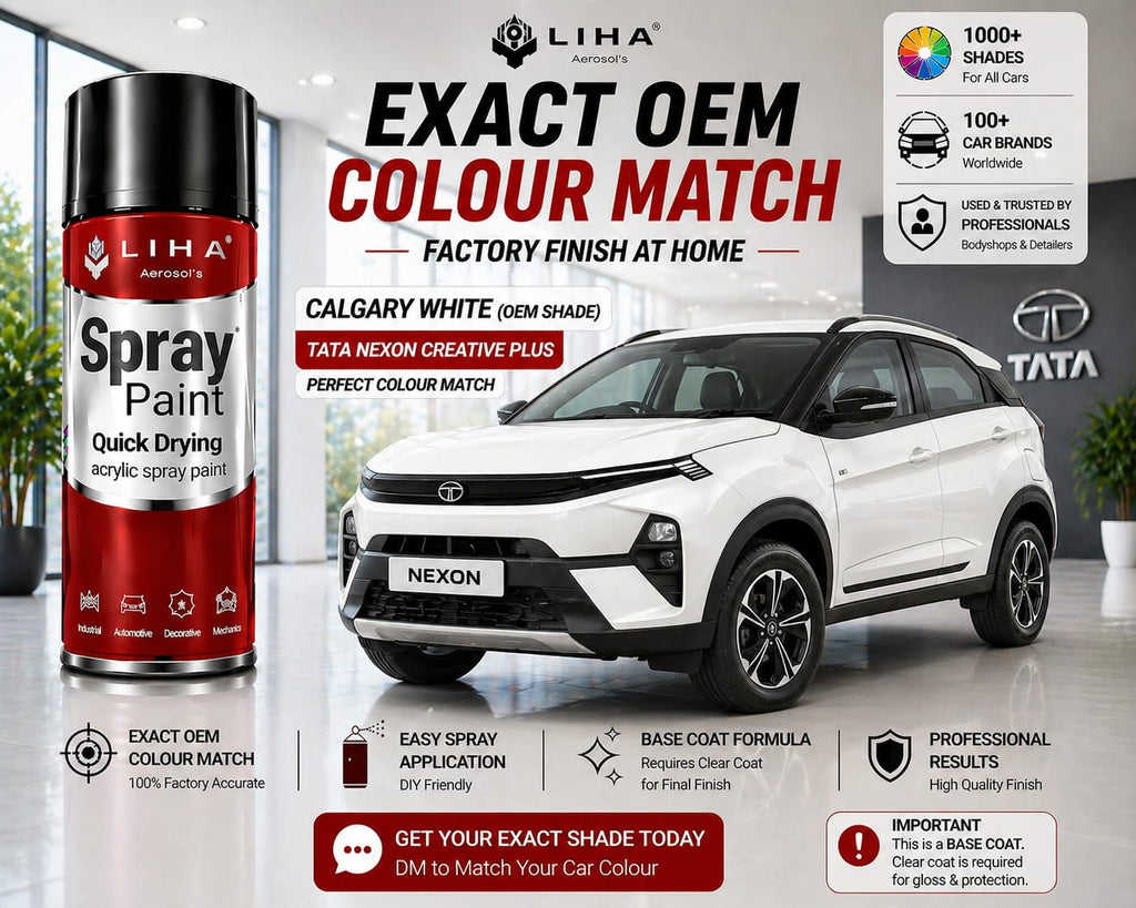 Tata Nexon Creative Plus Calgary White PU Spray Paint – OEM Factory Match Car Paint | LIHA Aerosols