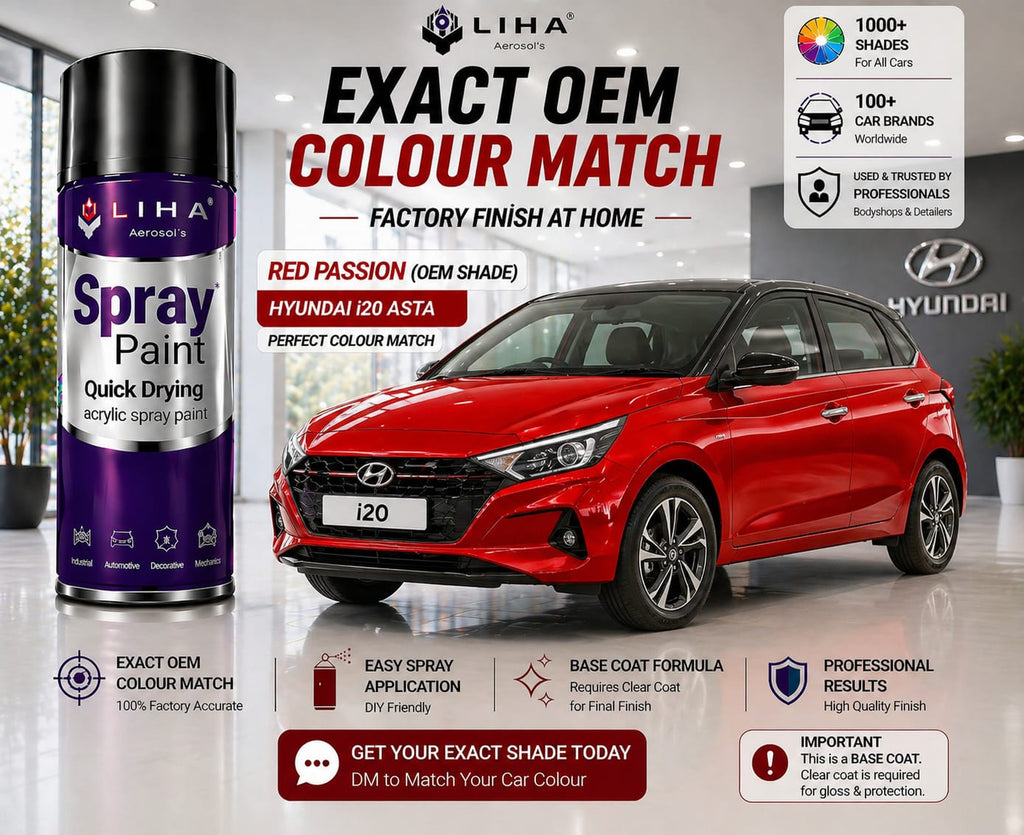 Hyundai i20 Asta Red Passion PU Spray Paint – OEM Factory Match Car Paint | LIHA Aerosols