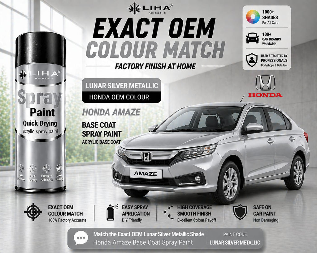 Honda Amaze Lunar Silver Metallic (NH830M) PU Spray Paint – OEM Factory Match Car Paint | LIHA Aerosols