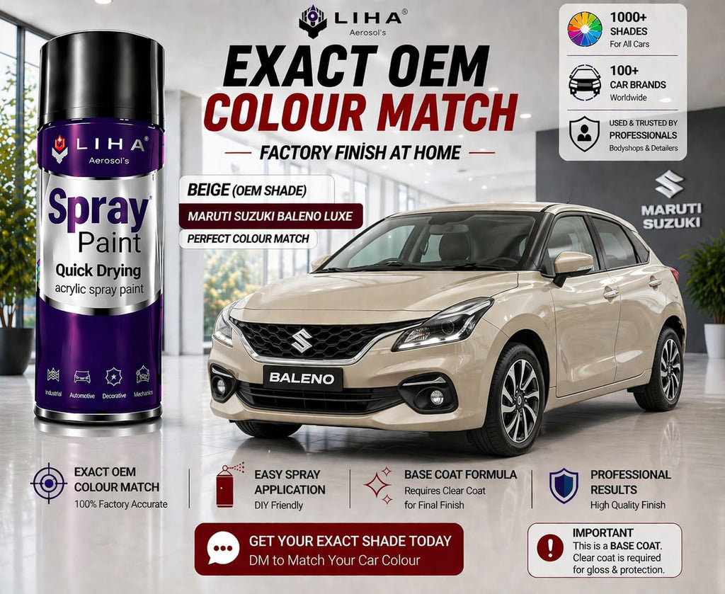 Maruti Suzuki Baleno Luxe Beige Metallic (WBJ) PU Spray Paint – OEM Factory Match | LIHA Aerosols