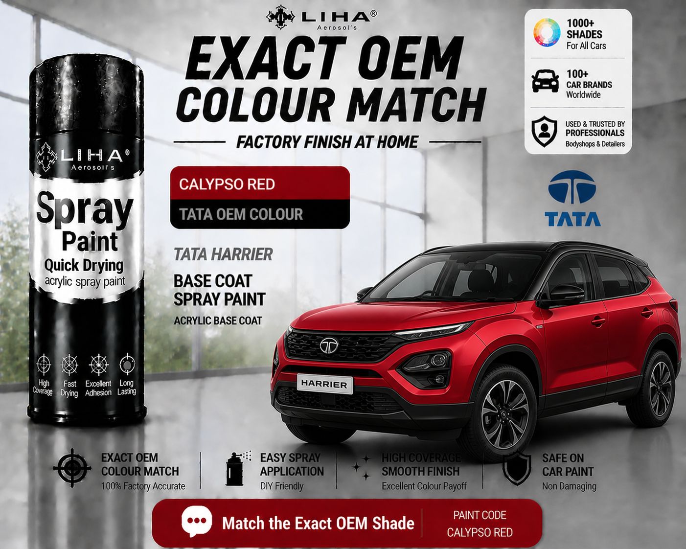 Tata Harrier Calypso Red PU Spray Paint – OEM Factory Match Car Paint | LIHA Aerosols