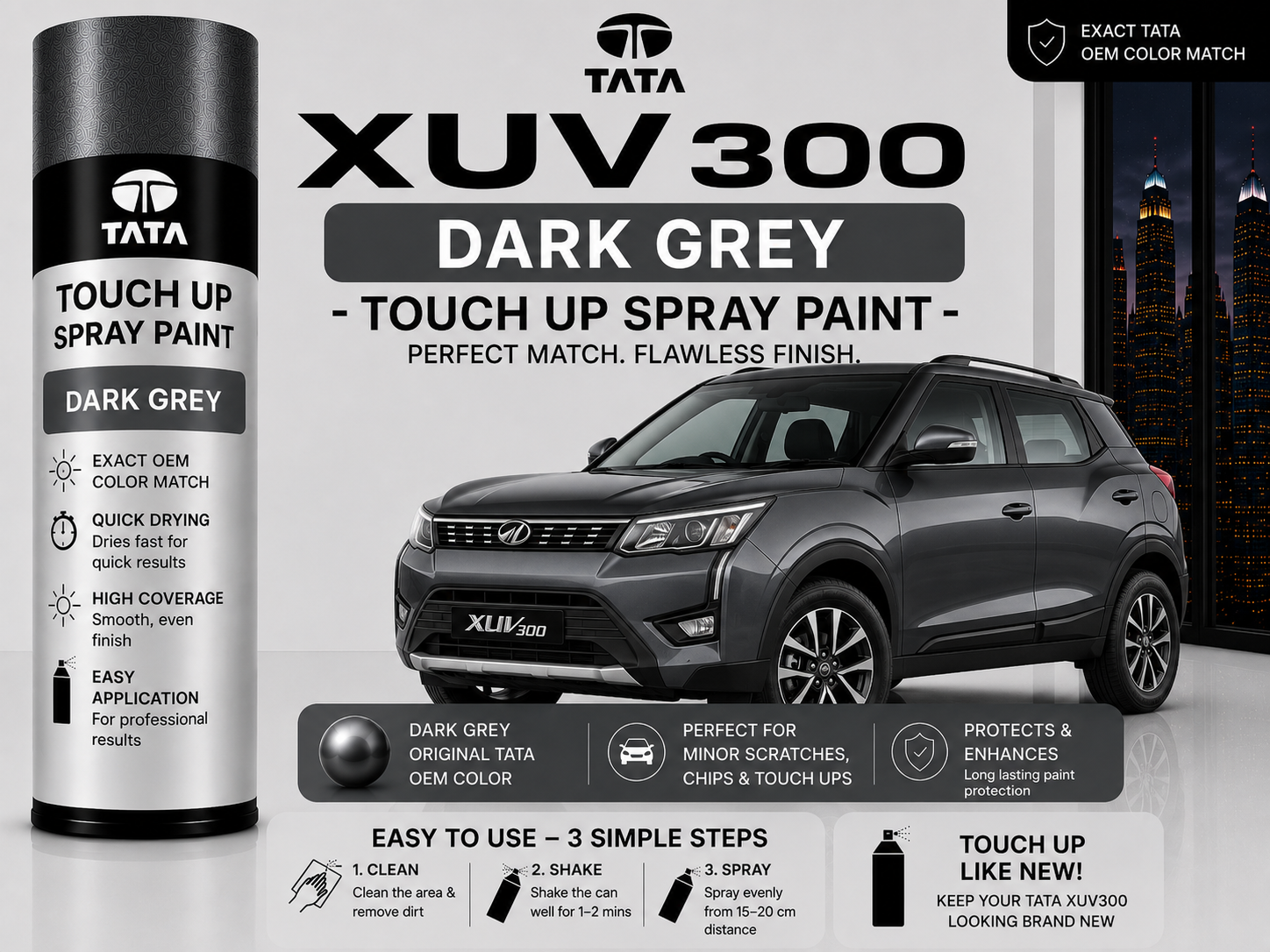 Mahindra XUV300 Dark Grey Touch Up Spray Paint – OEM Color Match | LIHA Aerosols 500ml