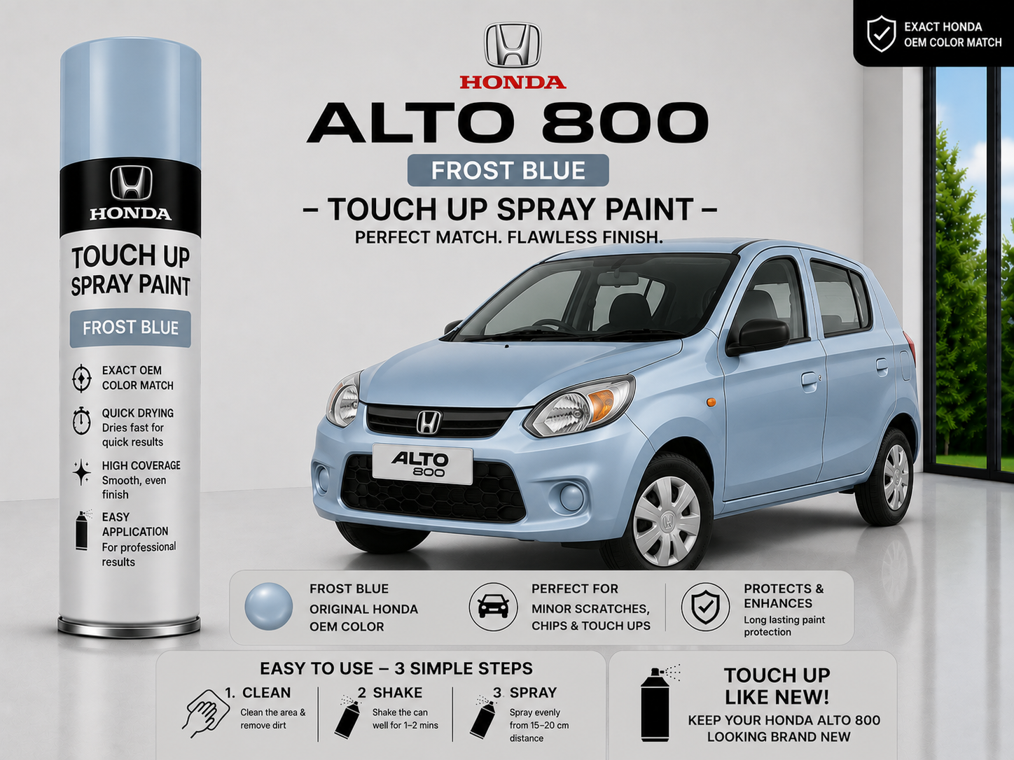 Maruti Suzuki Alto 800 Frost Blue Touch Up Spray Paint – OEM Color Match | LIHA Aerosols 500ml