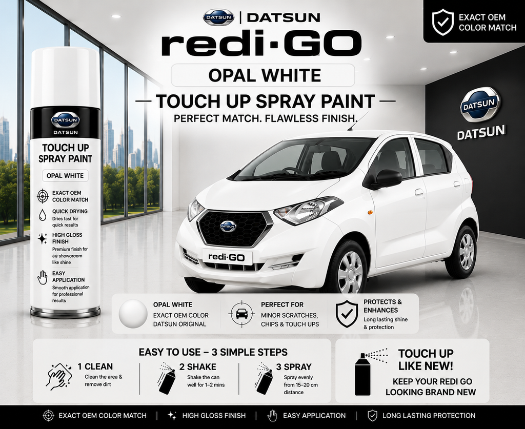 Datsun Redi-GO Opal White Touch Up Spray Paint – OEM Color Match