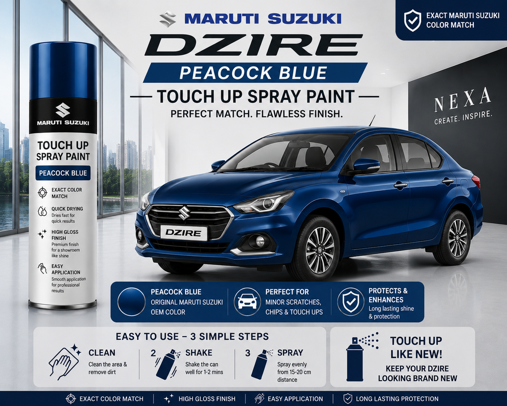 Maruti Suzuki Dzire Peacock Blue Touch Up Spray Paint | OEM Automotive Aerosol Paint for Scratch Repair