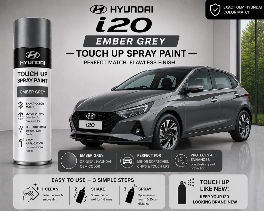 Hyundai i20 Ember Grey Touch Up Spray Paint – OEM Color Match | LIHA Aerosols 500ml