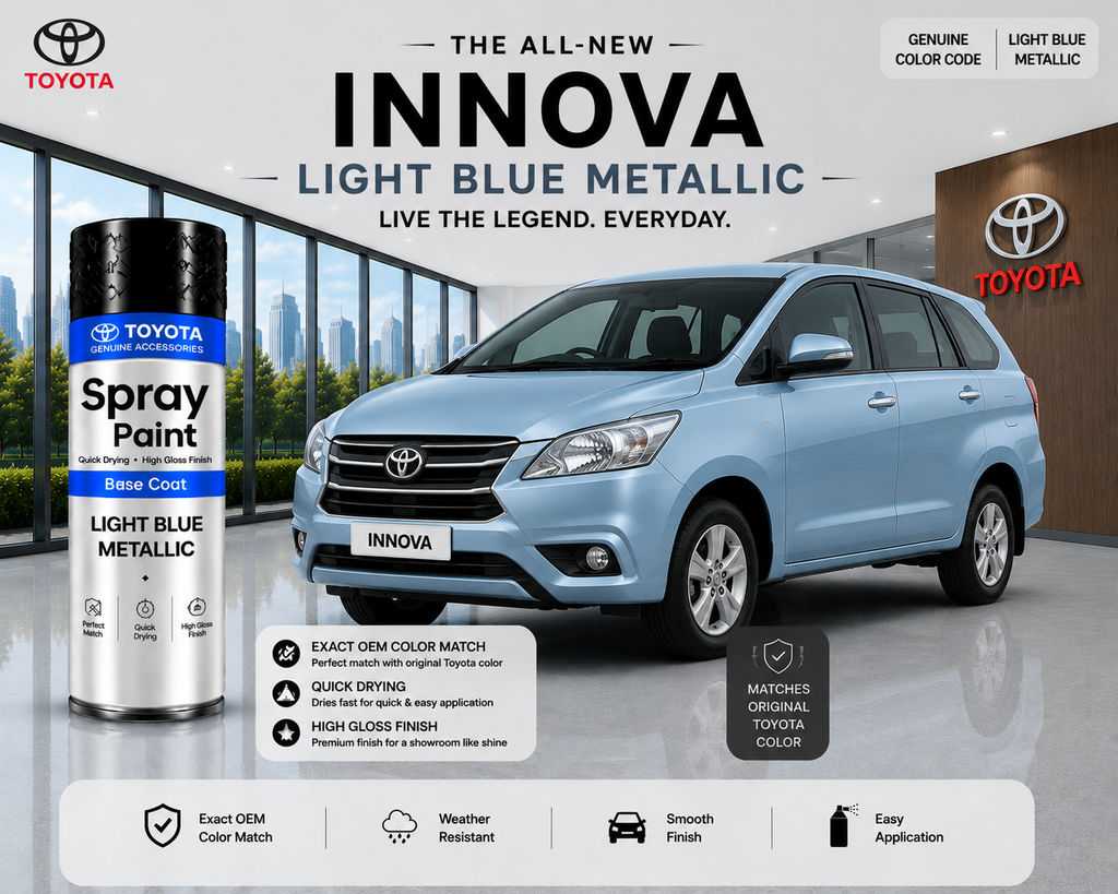 Toyota Innova Light Blue Metallic Touch Up Spray Paint | OEM Automotive Aerosol Paint for Scratch Repair