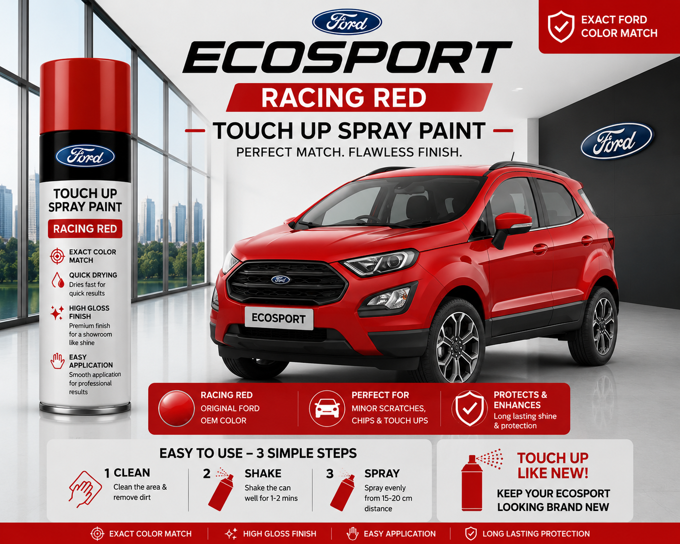 Ford EcoSport Racing Red Touch Up Spray Paint – OEM Color Match