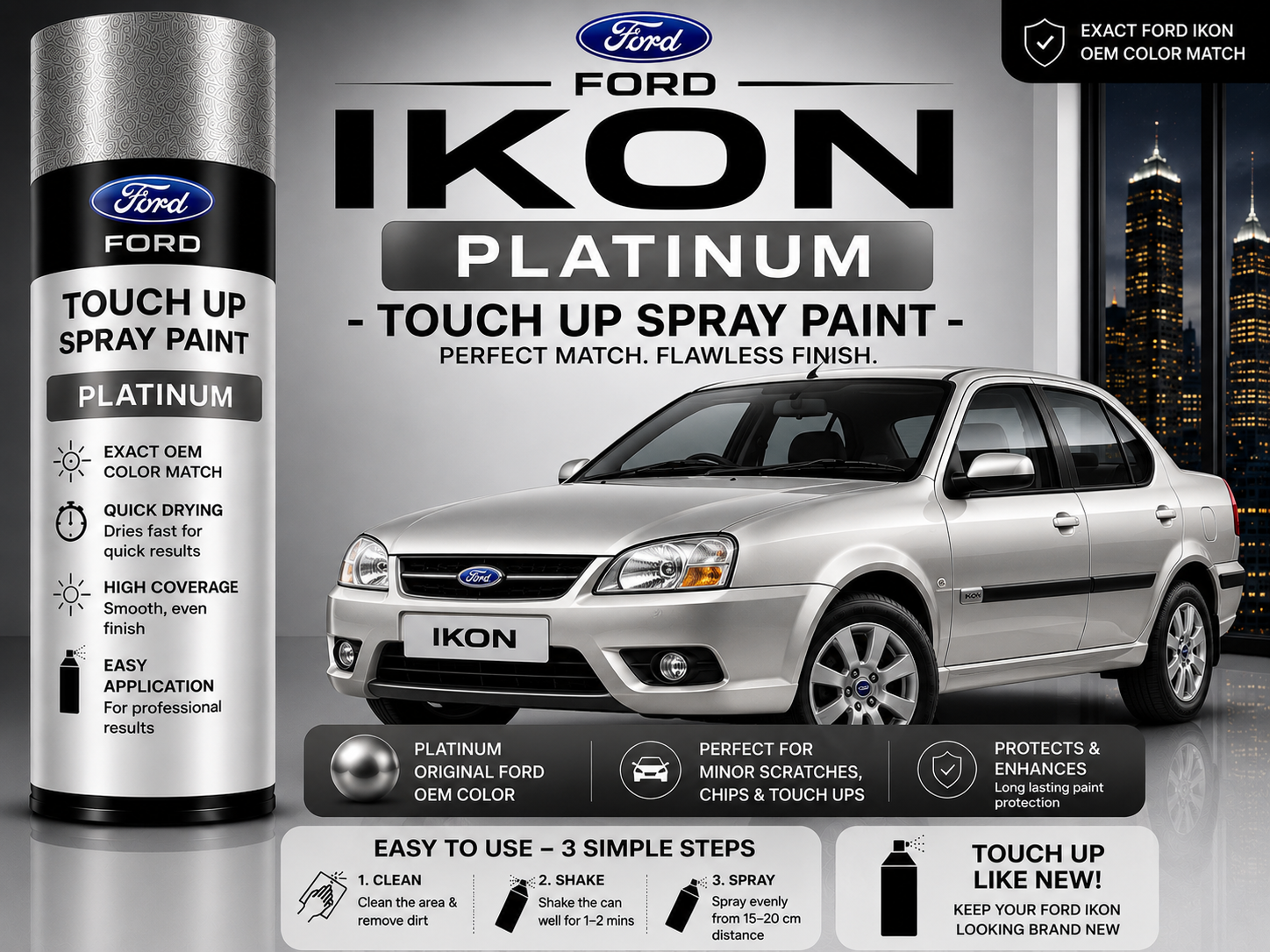 Ford Ikon Platinum Touch Up Spray Paint – OEM Color Match | LIHA Aerosols 500ml
