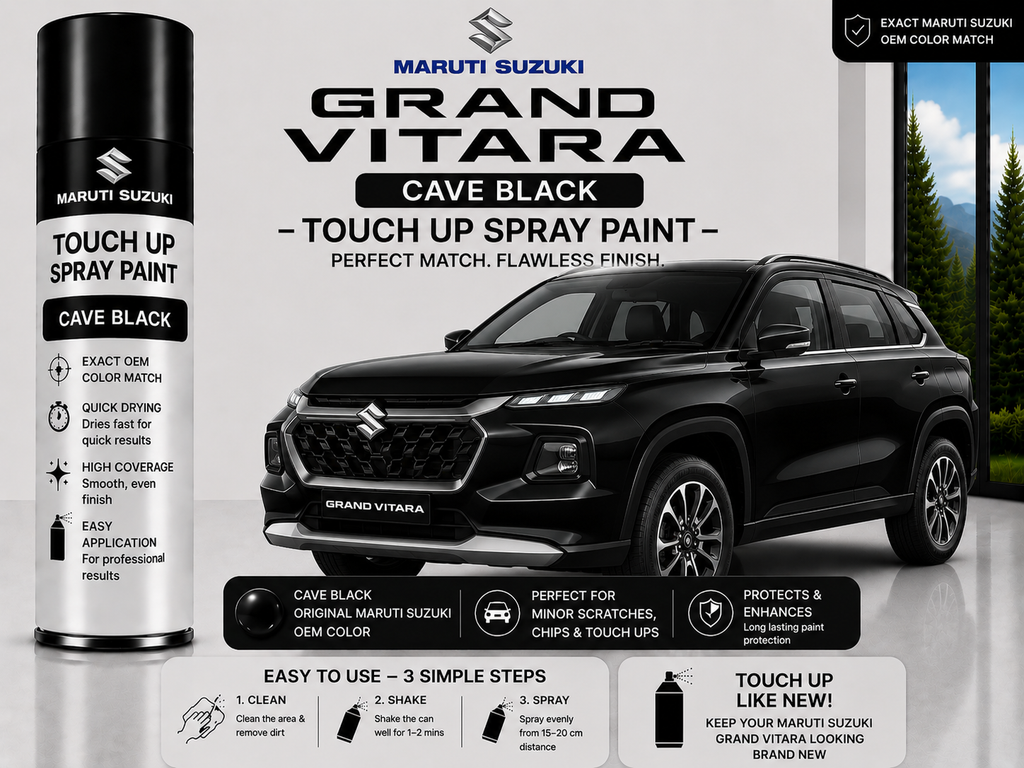 Maruti Suzuki Grand Vitara Cave Black Touch Up Spray Paint – OEM Color Match | LIHA Aerosols 500ml
