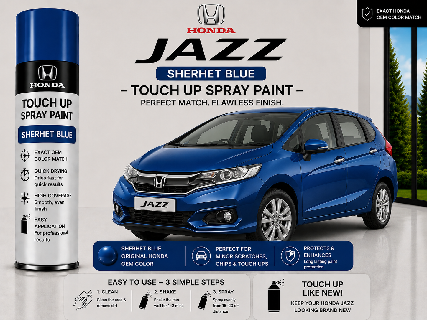 Honda Jazz Sherbet Blue Touch Up Spray Paint – OEM Color Match | LIHA Aerosols 500ml