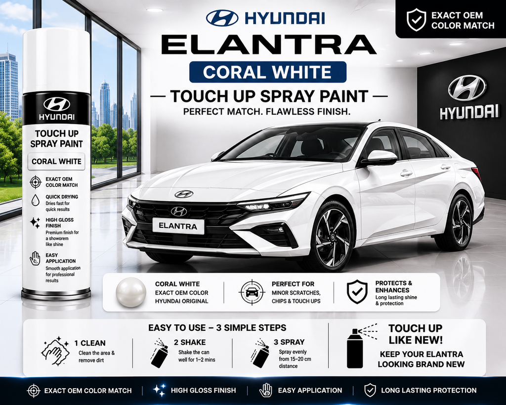 Hyundai Elantra Coral White Touch Up Spray Paint – OEM Color Match