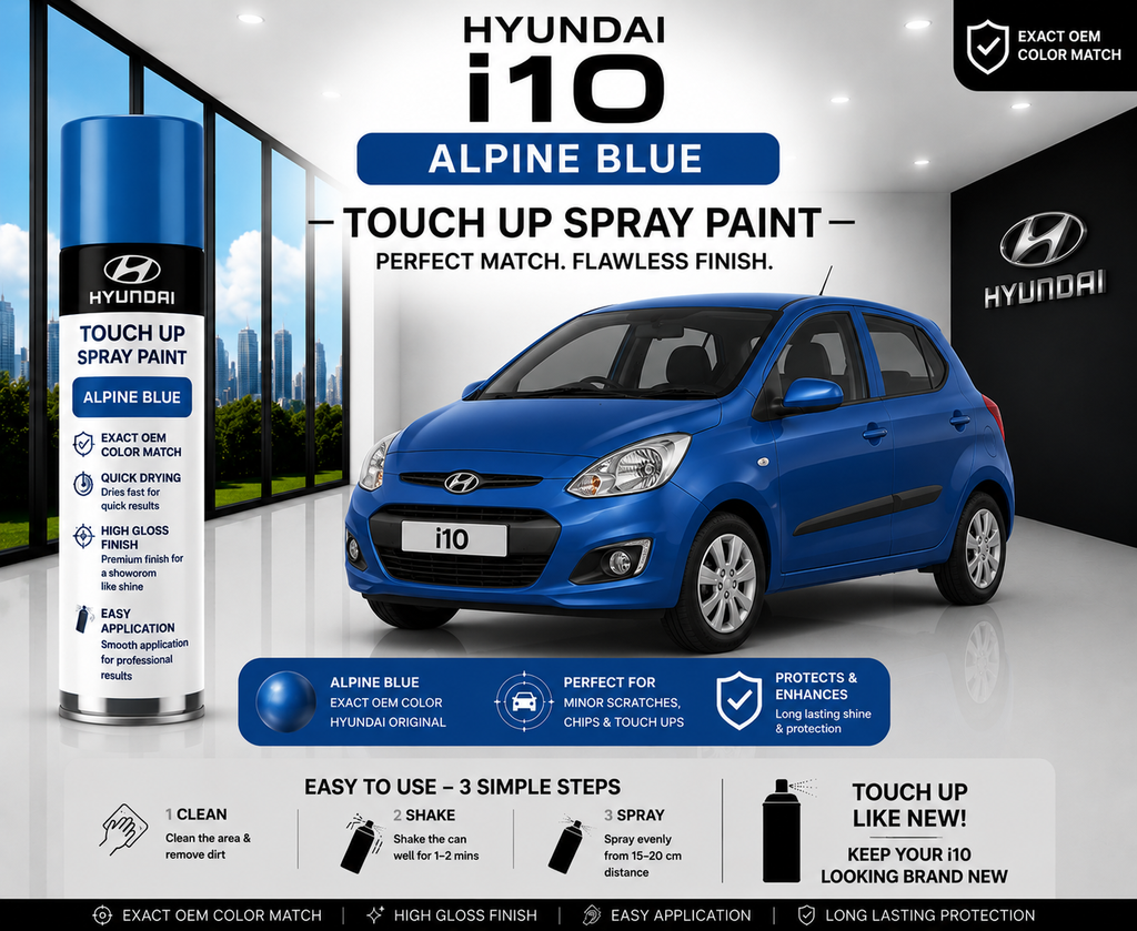 Hyundai i10 Alpine Blue Touch-Up Spray Paint – OEM Color Match | LIHA Aerosols