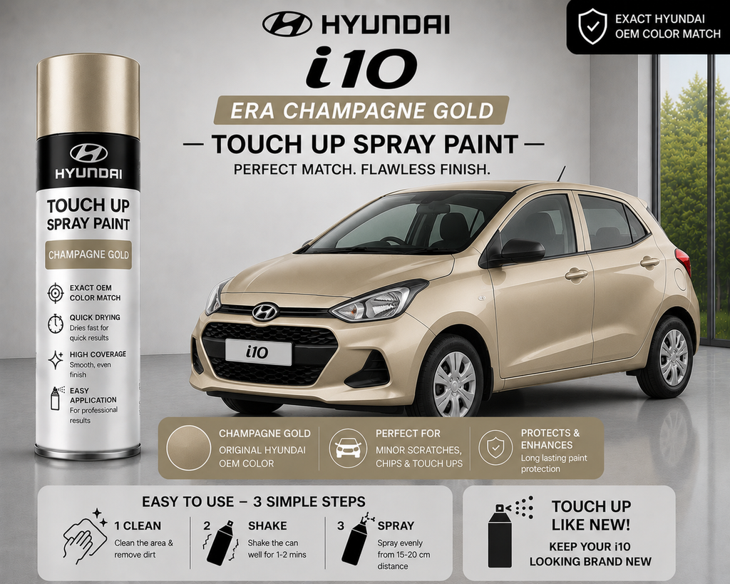 Hyundai i10 Era Champagne Gold Touch Up Spray Paint – OEM Color Match | LIHA Aerosols 500ml
