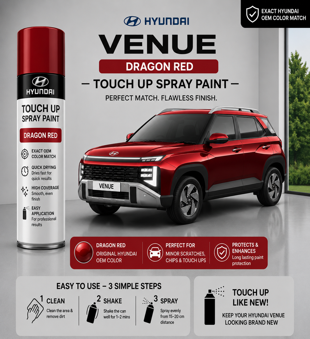 Hyundai Venue Dragon Red Touch Up Spray Paint – OEM Color Match | LIHA Aerosols 500ml