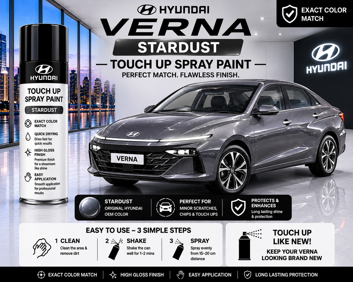 Hyundai Verna Stardust Touch Up Spray Paint – OEM Color Match