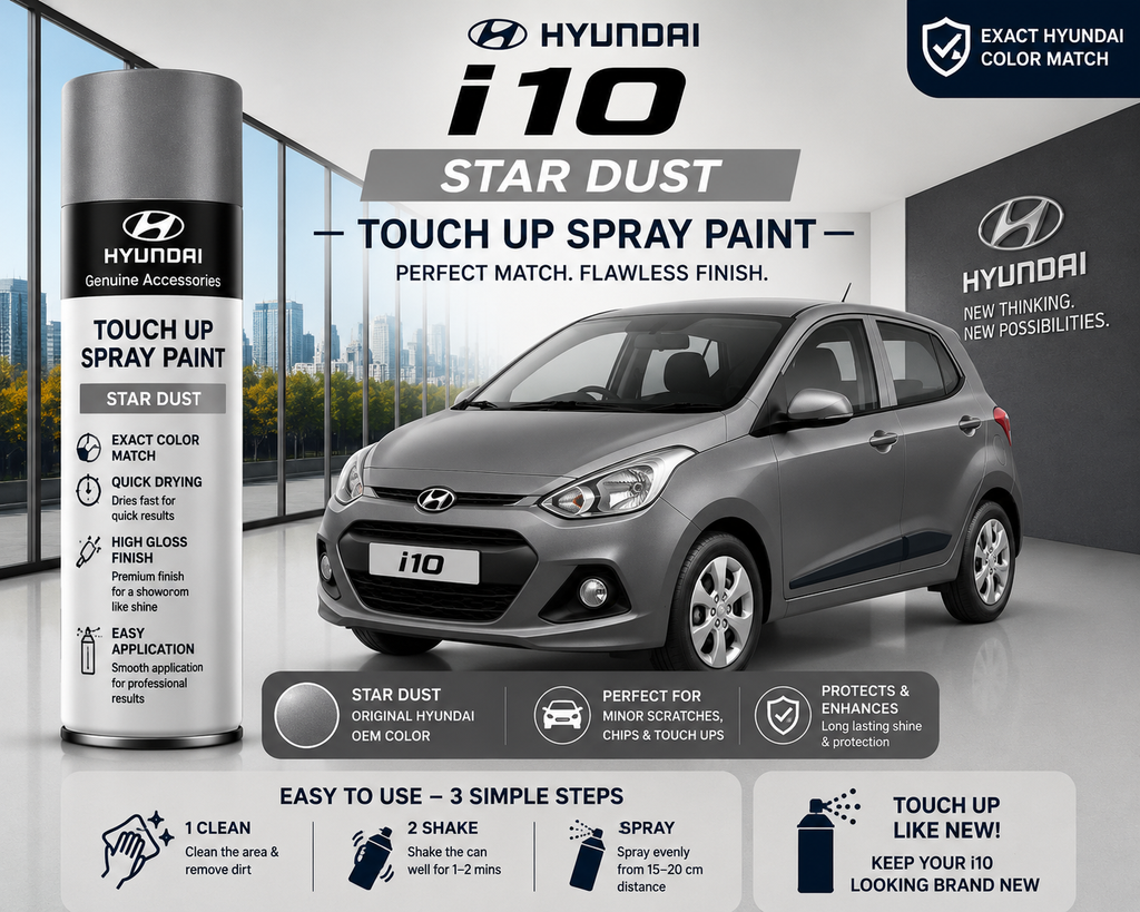 Hyundai Grand i10 Stardust Touch Up Spray Paint | OEM Automotive Aerosol Paint for Scratch Repair