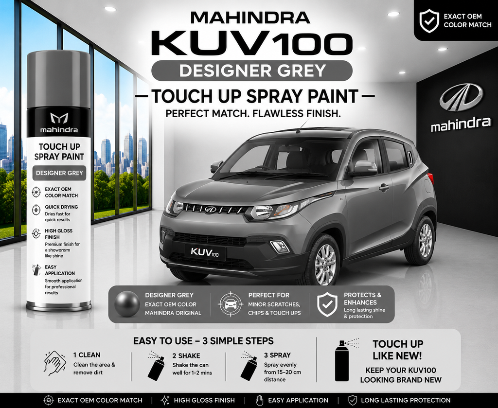 Mahindra KUV100 Designer Grey Touch Up Spray Paint – OEM Color Match | LIHA Aerosols 500ml