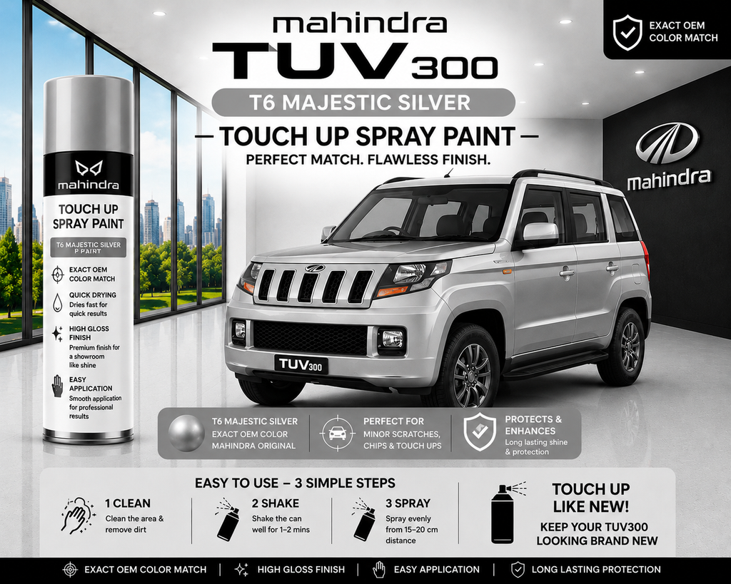 Mahindra TUV300 Majestic Silver Touch Up Spray Paint – OEM Color Match