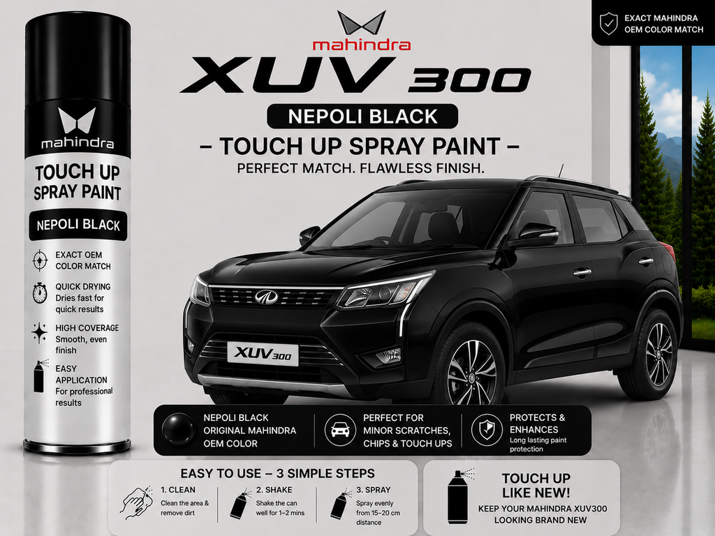Mahindra XUV300 Napoli Black Touch Up Spray Paint – OEM Color Match | LIHA Aerosols 500ml