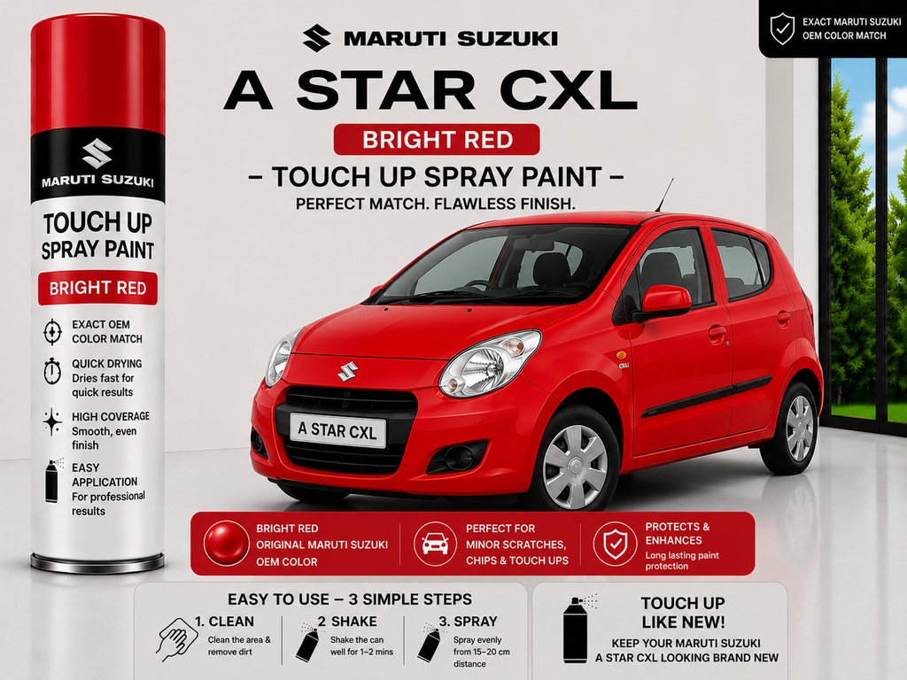 Maruti Suzuki A-Star CXL Bright Red Touch Up Spray Paint – OEM Color Match | LIHA Aerosols 500ml