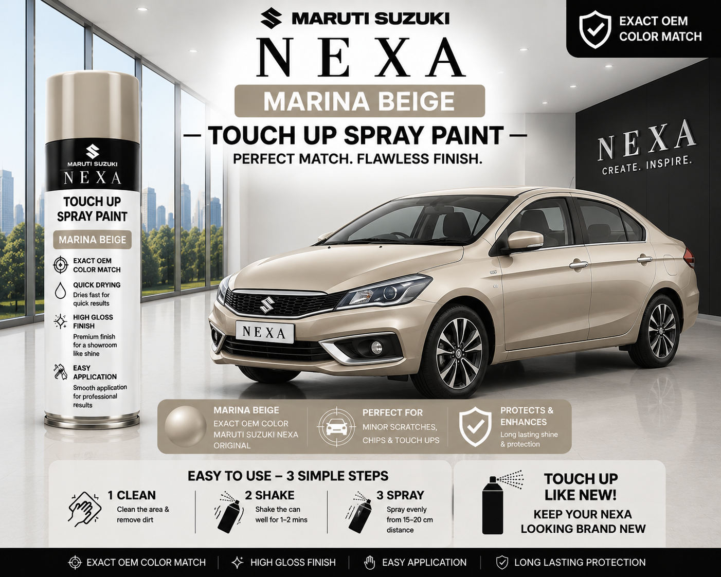 Maruti Suzuki Nexa Marina Beige Touch Up Spray Paint – OEM Color Match