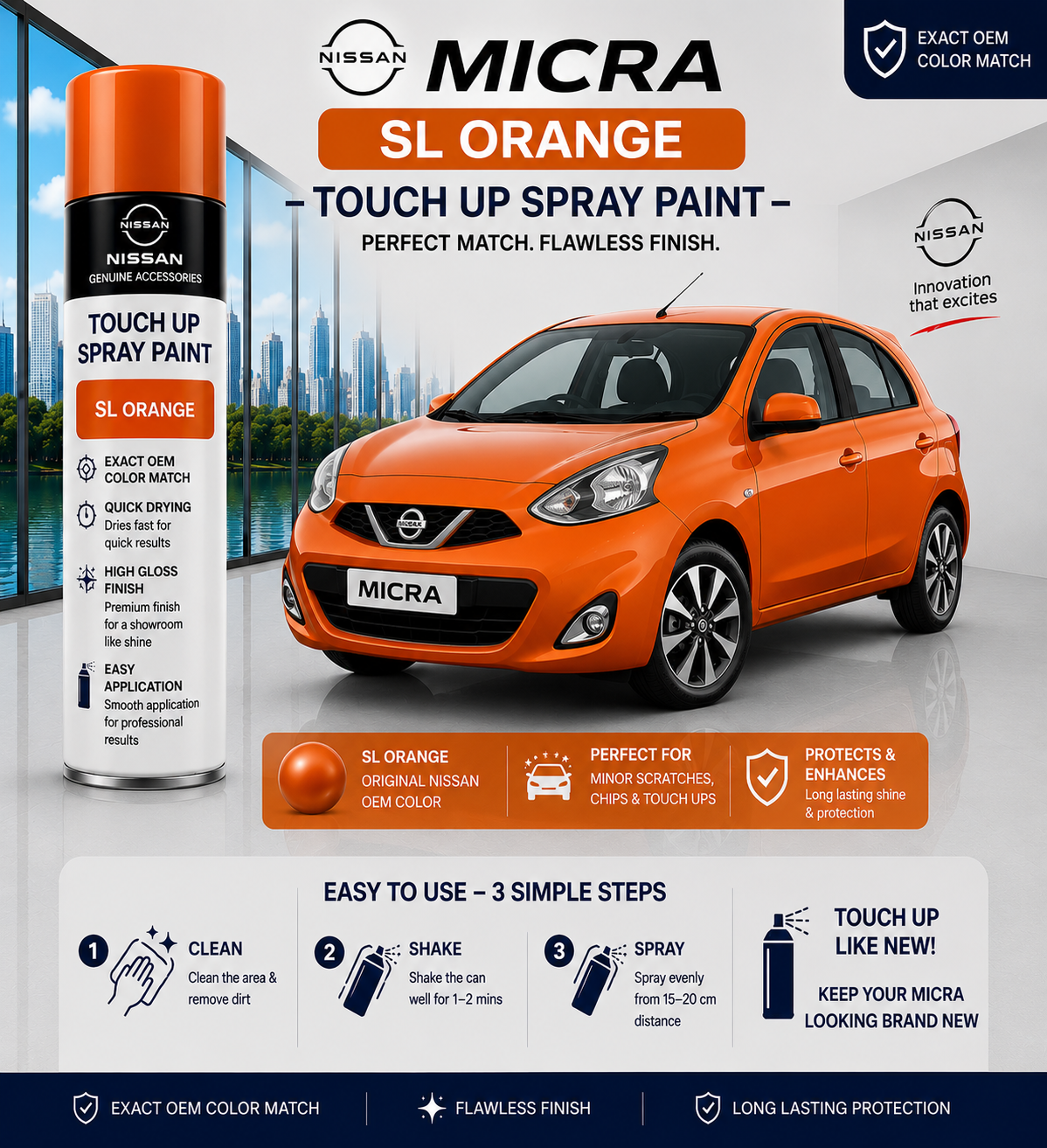 Datsun Redi-GO Opal White Touch Up Spray Paint – OEM Color Match