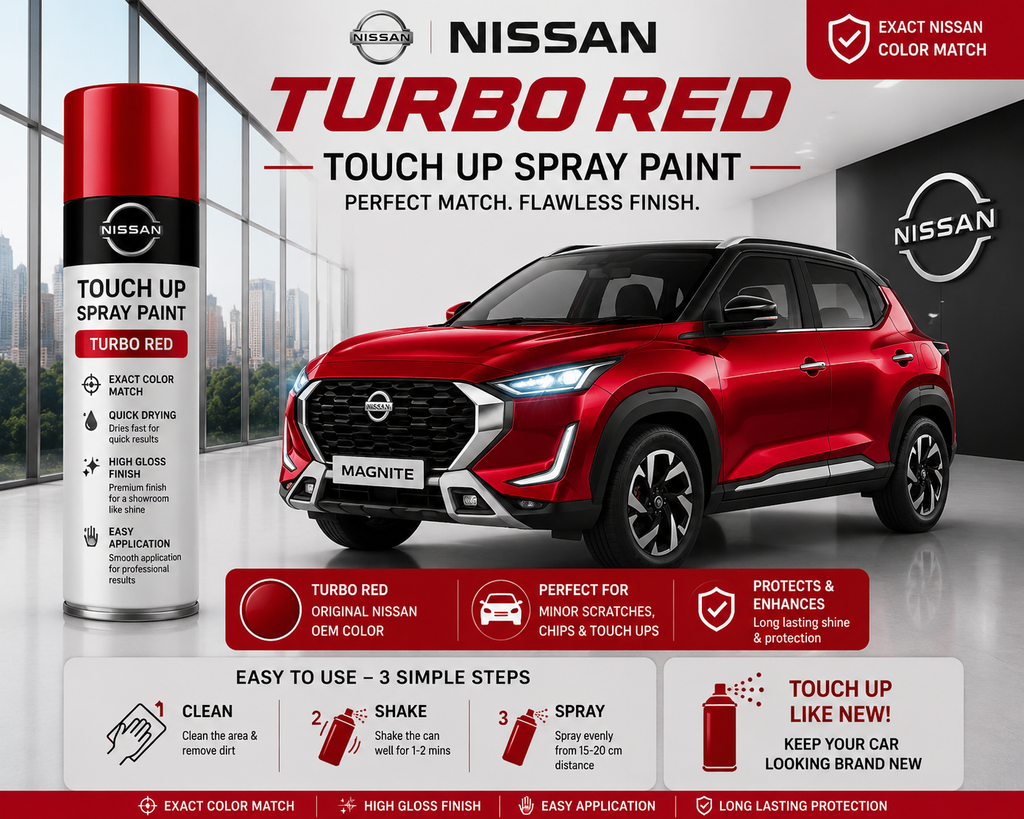 Nissan Magnite Turbo Red Touch Up Spray Paint | OEM Automotive Aerosol Paint for Scratch Repair