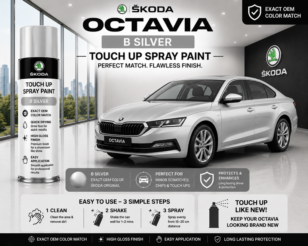 Skoda Octavia Brilliant Silver Touch Up Spray Paint – OEM Color Match