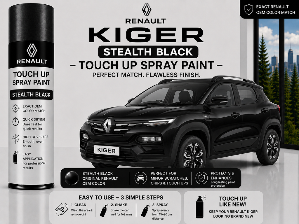 Renault Kiger Stealth Black Touch Up Spray Paint – OEM Color Match | LIHA Aerosols 500ml