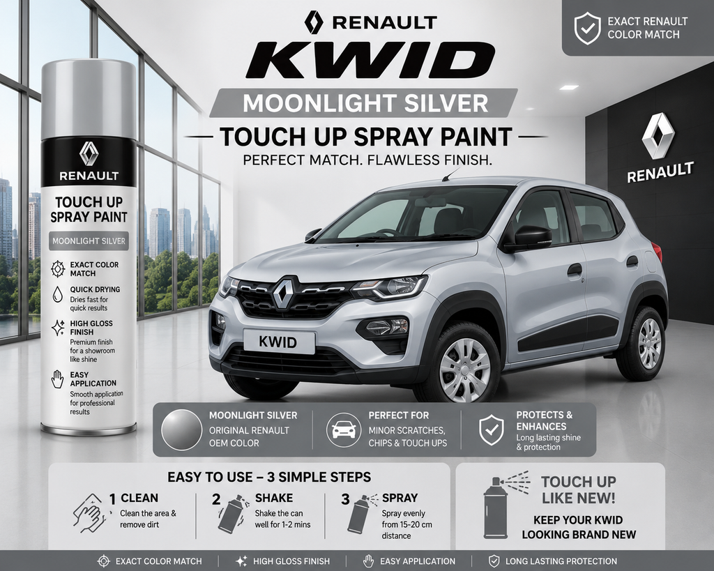 Renault Kwid Moonlight Silver Touch Up Spray Paint – OEM Color Match