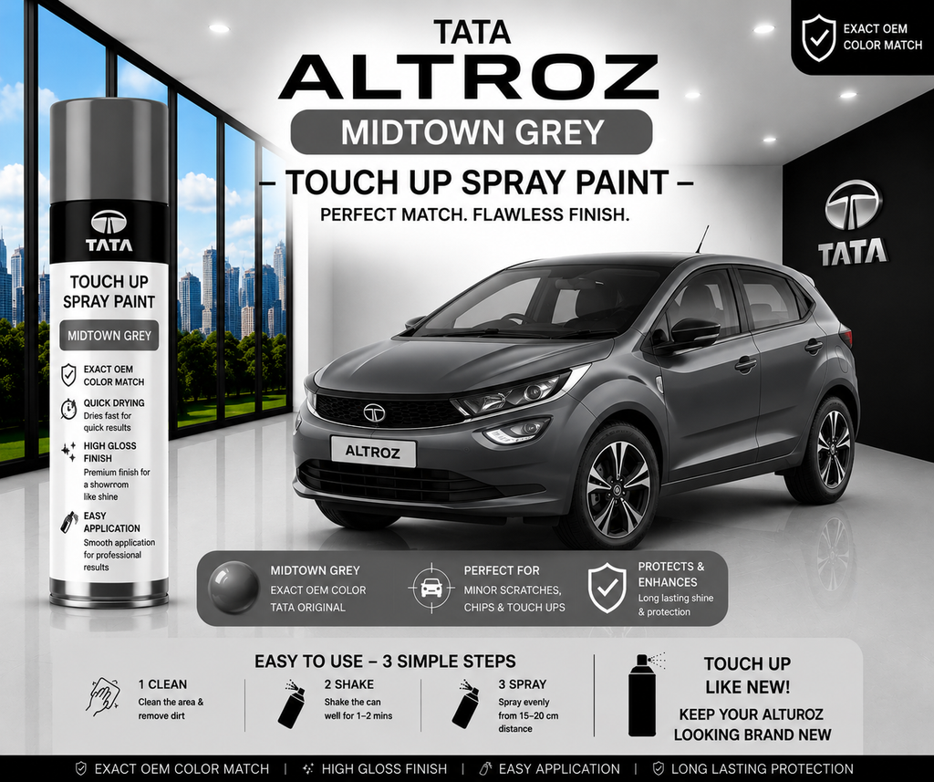 Tata Altroz Midtown Grey Touch Up Spray Paint – OEM Color Match | LIHA Aerosols 500ml