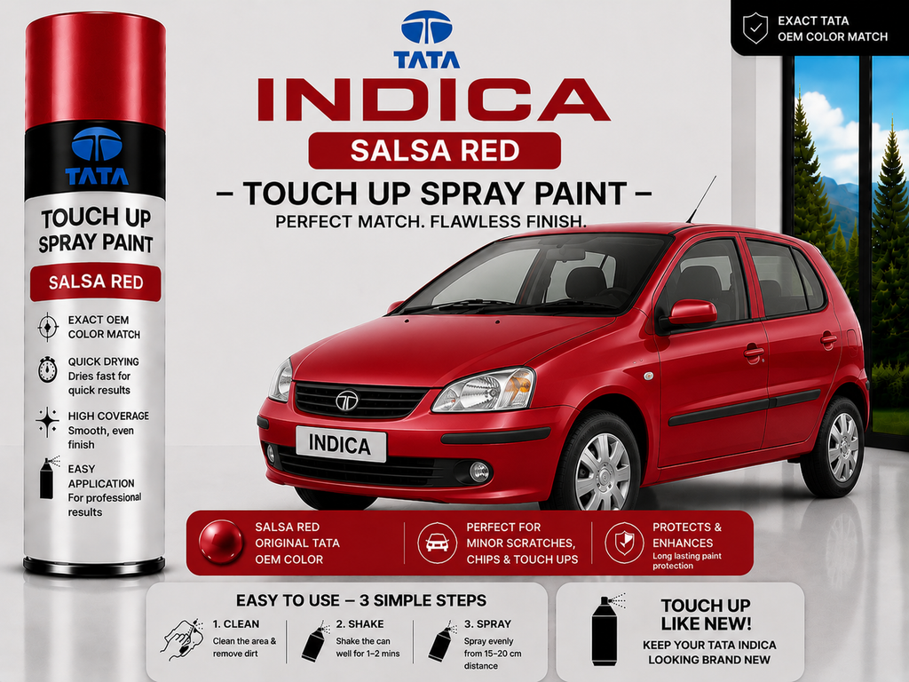 Tata Indica Salsa Red Touch Up Spray Paint – OEM Color Match | LIHA Aerosols 500ml
