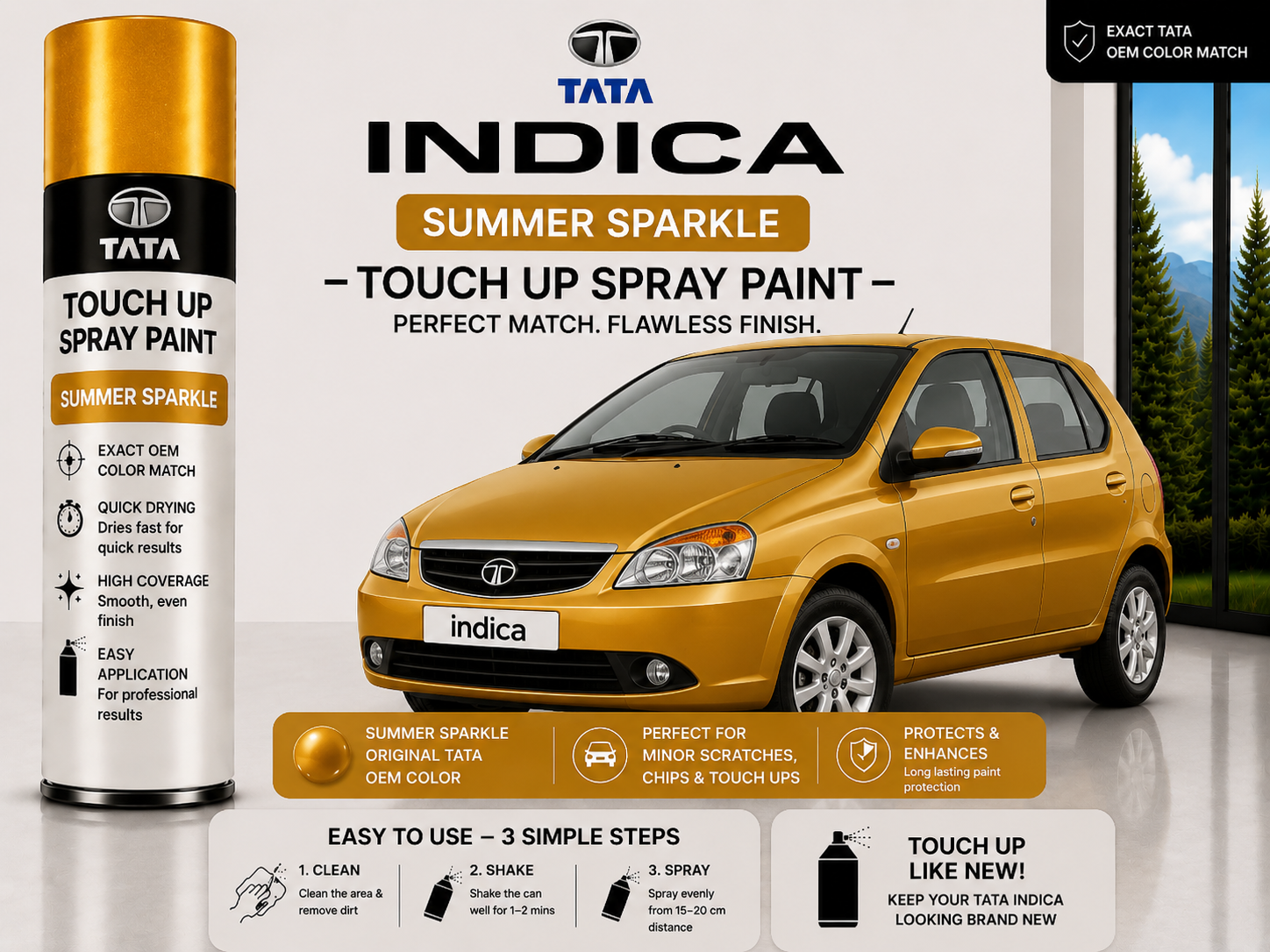 Tata Indica Vista Summer Sparkle Touch Up Spray Paint – OEM Color Match | LIHA Aerosols 500ml