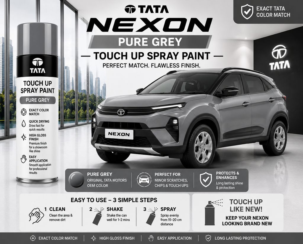 Tata Nexon Pure Grey Touch Up Spray Paint – OEM Color Match