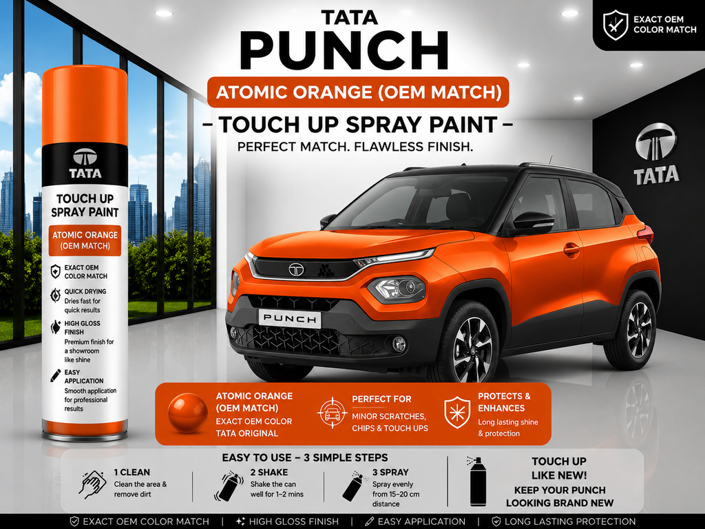Tata Punch Atomic Orange Touch Up Spray Paint – OEM Color Match | LIHA Aerosols 500ml