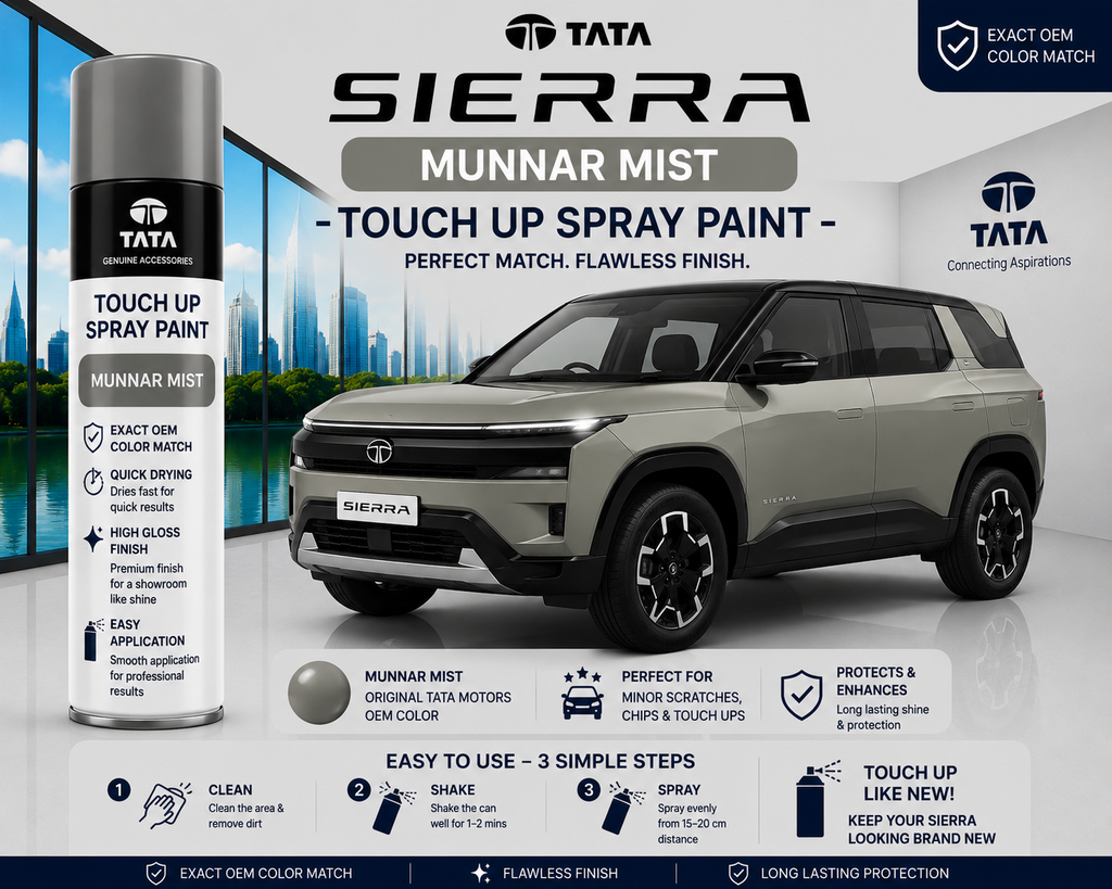 Tata Sierra Munnar Mist Touch Up Spray Paint | OEM Automotive Aerosol Paint for Scratch Repair
