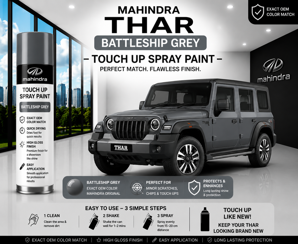 Mahindra Thar ROXX Battleship Grey Touch Up Spray Paint – OEM Color Match | LIHA Aerosols 500ml
