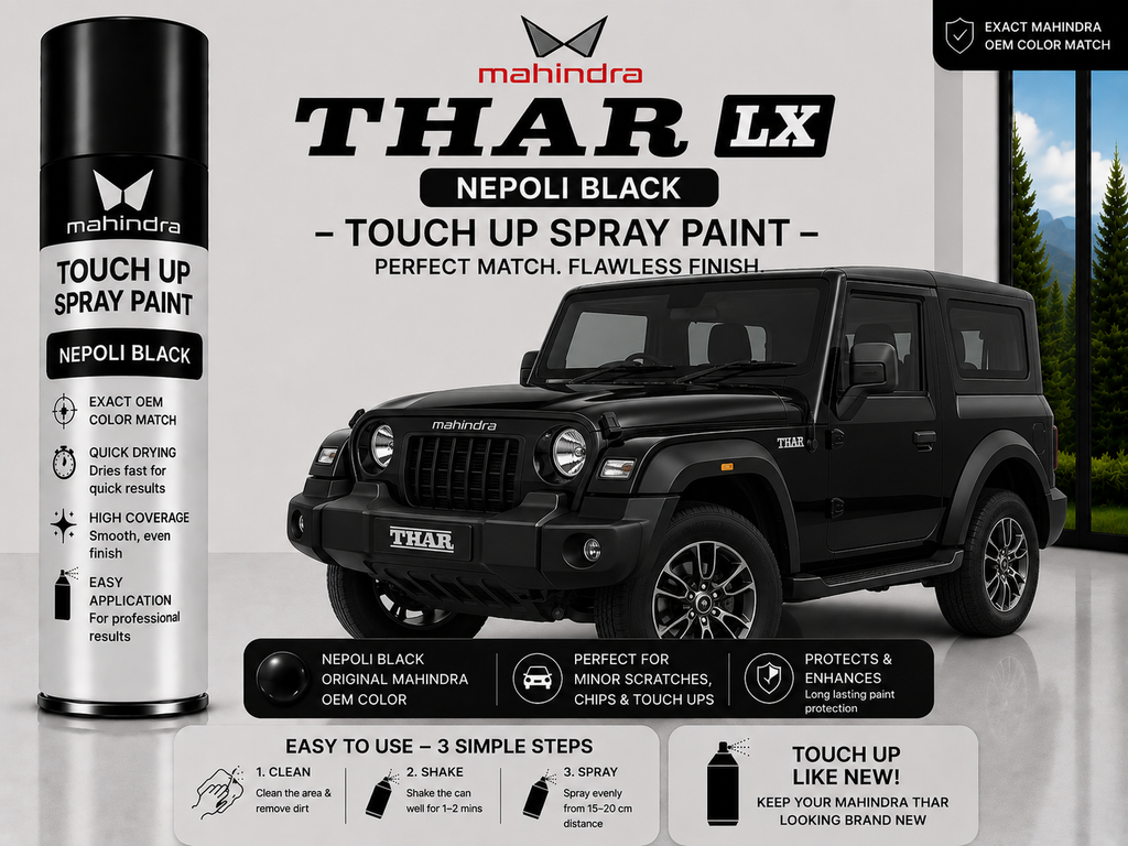 Mahindra Thar LX Napoli Black Touch Up Spray Paint – OEM Color Match | LIHA Aerosols 500ml