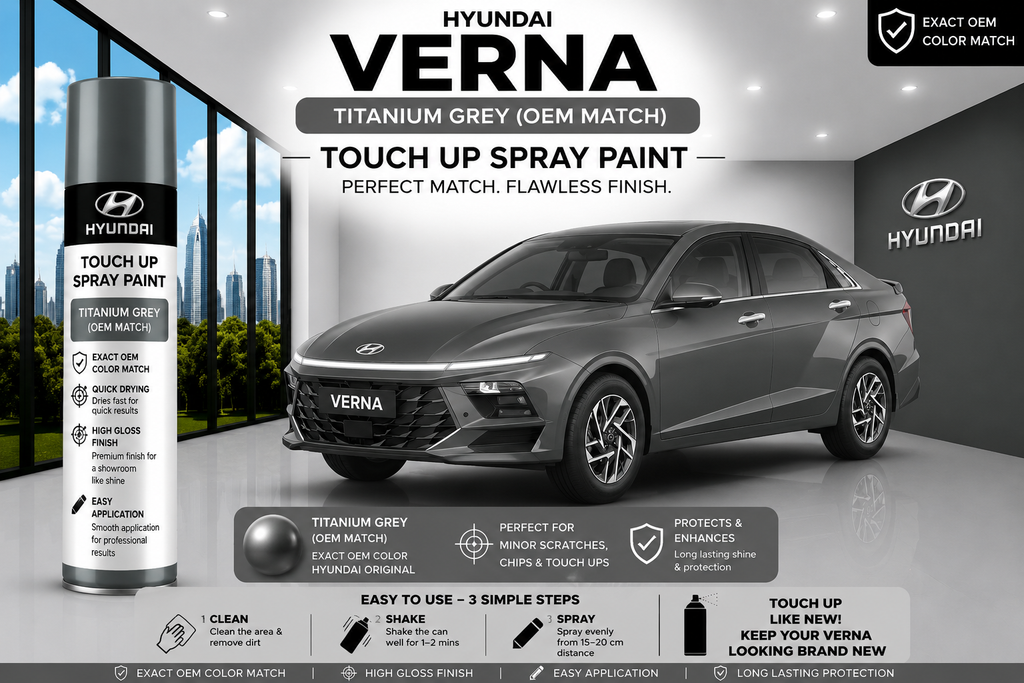 Hyundai Verna Titanium Grey Touch Up Spray Paint – OEM Color Match | LIHA Aerosols 500ml