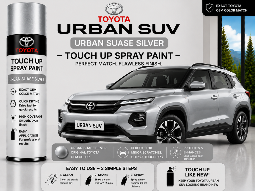 Toyota Urban Cruiser Hyryder Suave Silver Touch Up Spray Paint – OEM Color Match | LIHA Aerosols 500ml