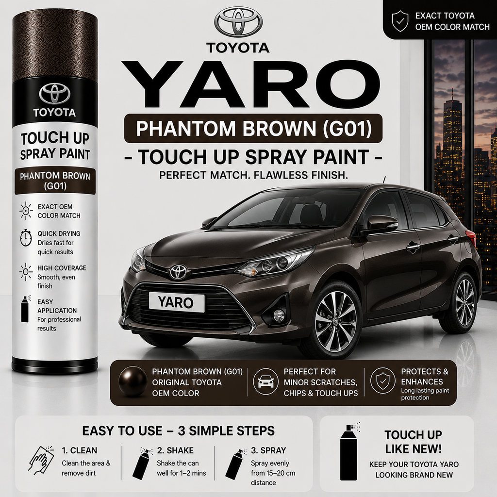 Toyota Yaris G01 Phantom Brown Touch Up Spray Paint – OEM Color Match | LIHA Aerosols 500ml