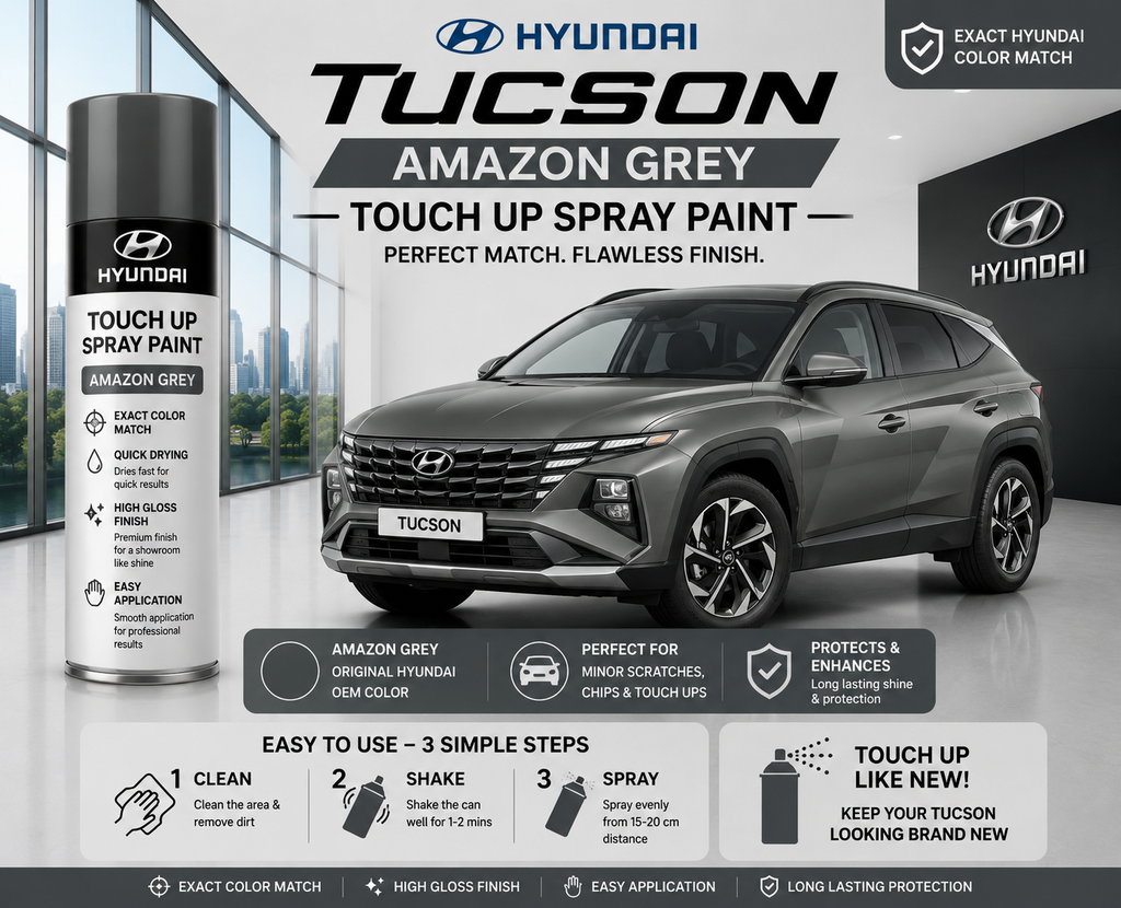 Hyundai Tucson Amazon Grey Touch Up Spray Paint | OEM Automotive Aerosol Paint for Scratch Repair