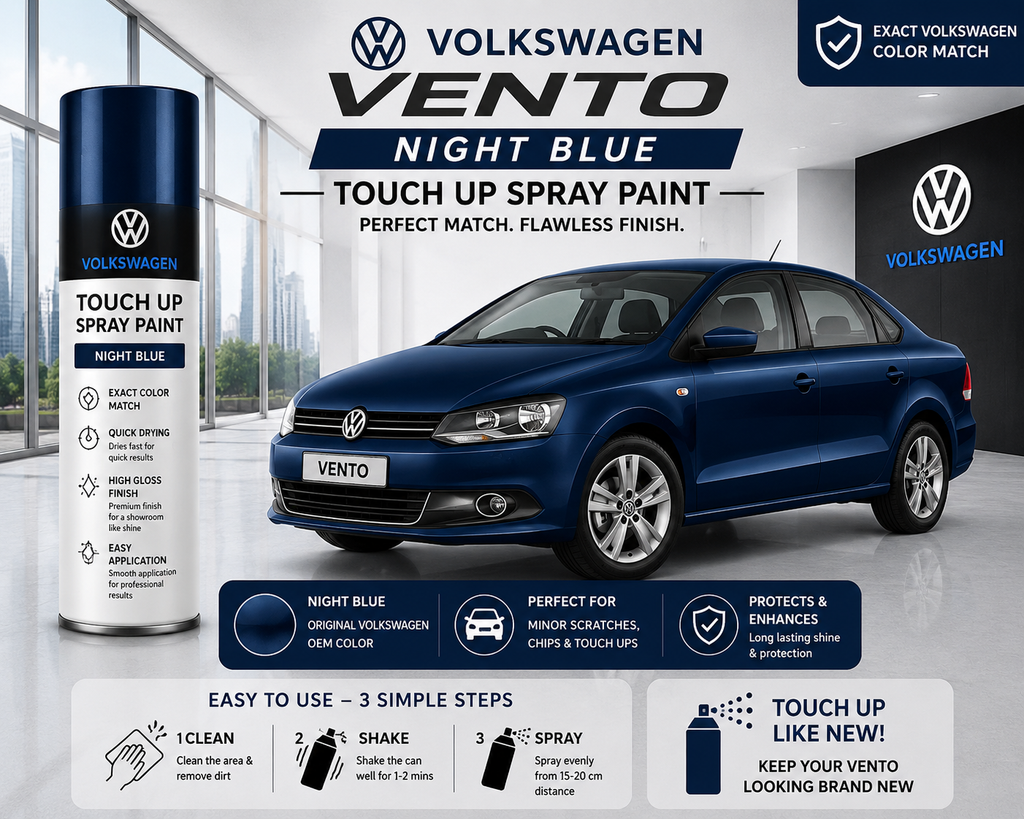 Volkswagen Vento Night Blue Touch Up Spray Paint | OEM Automotive Aerosol Paint for Scratch Repair