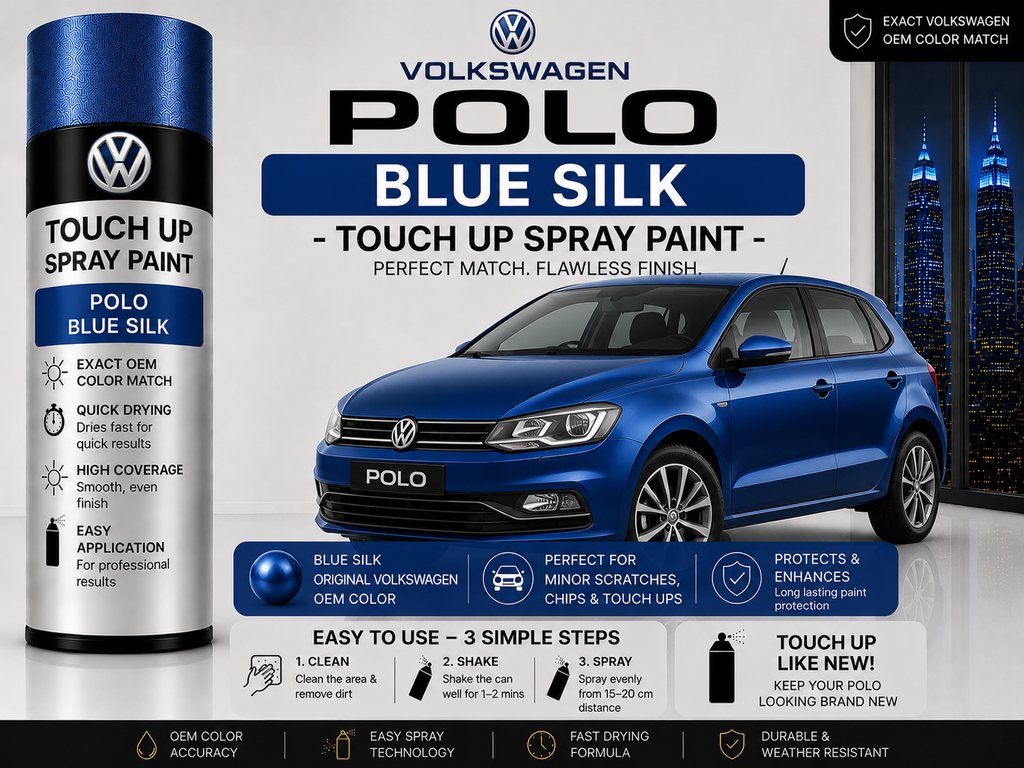 Volkswagen Polo Blue Silk Touch Up Spray Paint – OEM Color Match | LIHA Aerosols 500ml