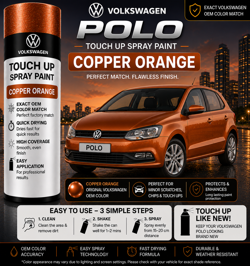 Volkswagen Polo Copper Orange Touch Up Spray Paint – OEM Color Match | LIHA Aerosols 500ml