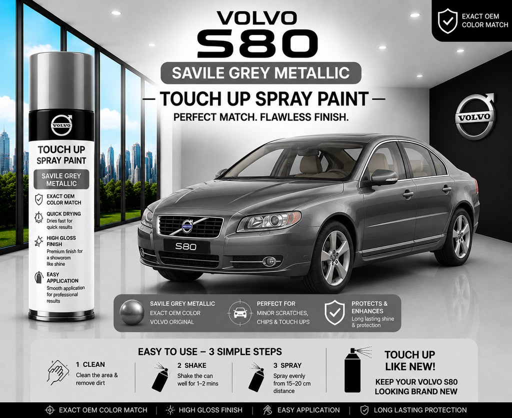 Volvo S80 Savile Grey Metallic Touch Up Spray Paint – OEM Color Match | LIHA Aerosols 500ml